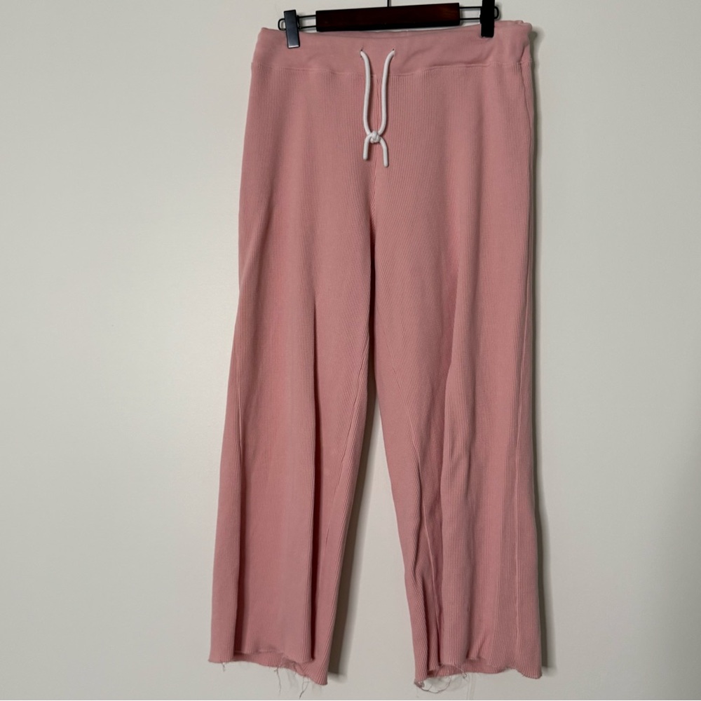 Leallo Pink Waffle Cotton Coastal Bohemian Casual Lounge Pants Size Small